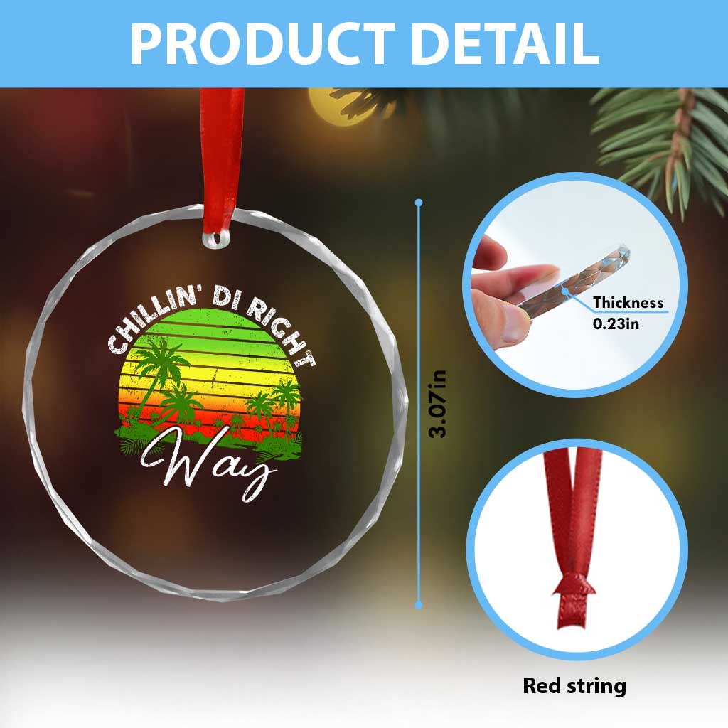 Jamaican Reggae Vibes Crystal Glass Ornament Retro Rasta Sunset Chill Chillin Di Right Way TS10 Print Your Wear