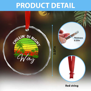 Jamaican Reggae Vibes Crystal Glass Ornament Retro Rasta Sunset Chill Chillin Di Right Way TS10 Print Your Wear