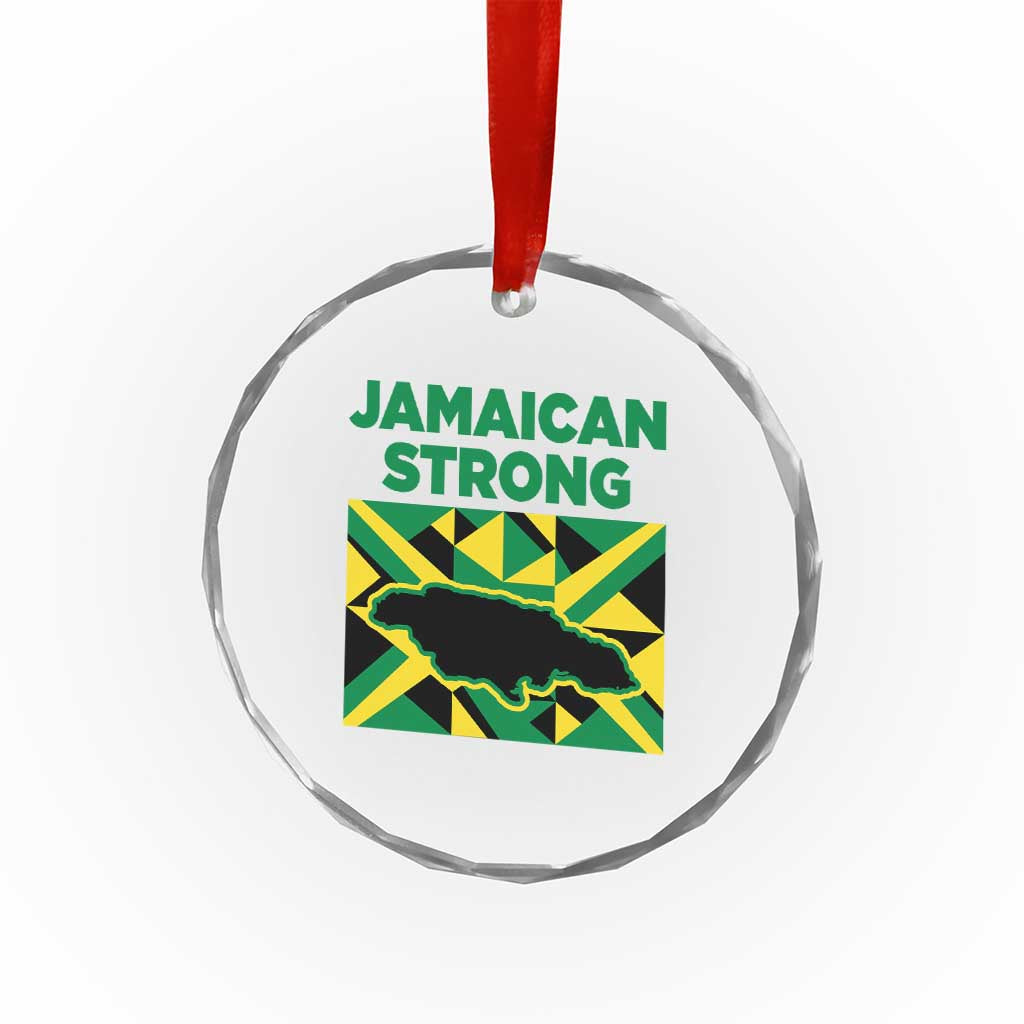 Jamaican Strong Resilience Geometric Flag Crystal Glass Ornament Abstract Island Map and Heritage TS02 Print Your Wear
