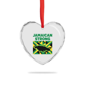 Jamaican Strong Resilience Geometric Flag Heart Crystal Glass Ornament Abstract Island Map and Heritage TS02 Print Your Wear