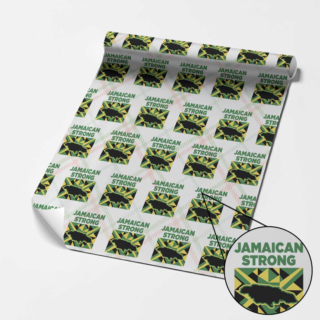 Jamaican Strong Resilience Geometric Flag Wrapping Paper Roll Abstract Island Map and Heritage TS02 Christmas Plaid Print Your Wear