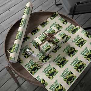 Jamaican Strong Resilience Geometric Flag Wrapping Paper Roll Abstract Island Map and Heritage TS02 Beige Print Your Wear