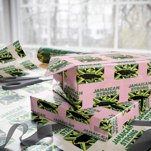Jamaican Strong Resilience Geometric Flag Wrapping Paper Roll Abstract Island Map and Heritage TS02 Light Pink Print Your Wear
