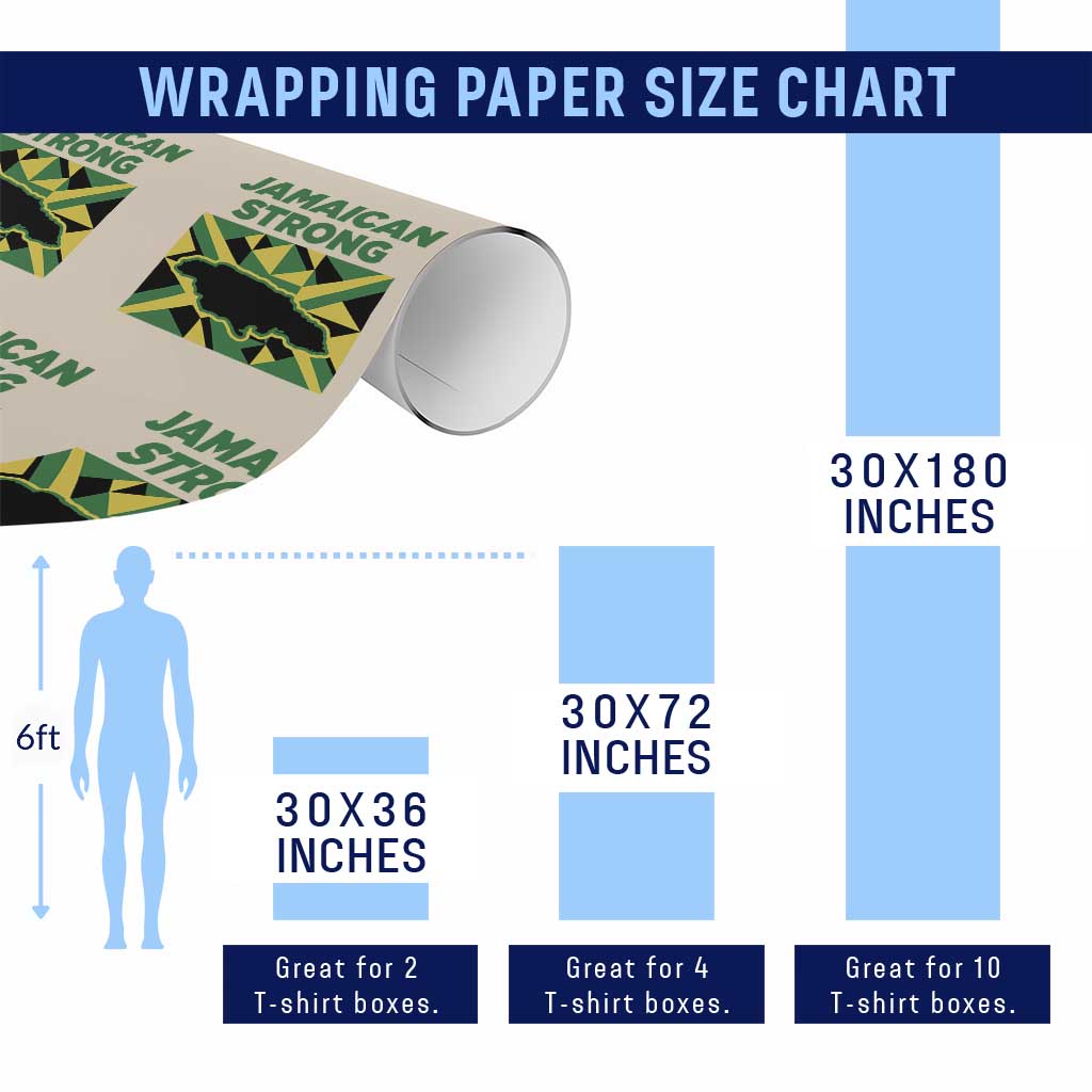 Jamaican Strong Resilience Geometric Flag Wrapping Paper Roll Abstract Island Map and Heritage TS02 Print Your Wear