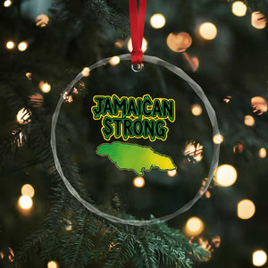 Jamaican Strong Resilience Graphic Crystal Glass Ornament Caribbean Island Map Silhouette TS02 Print Your Wear