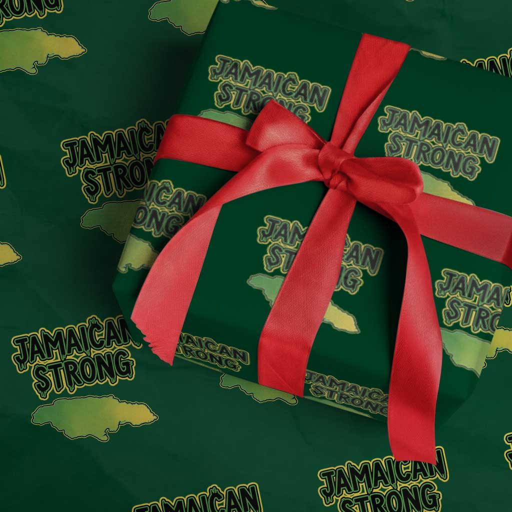 Jamaican Strong Resilience Graphic Wrapping Paper Roll Caribbean Island Map Silhouette TS02 Green Print Your Wear