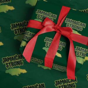 Jamaican Strong Resilience Graphic Wrapping Paper Roll Caribbean Island Map Silhouette TS02 Green Print Your Wear