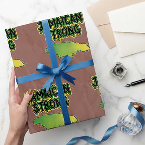 Jamaican Strong Resilience Graphic Wrapping Paper Roll Caribbean Island Map Silhouette TS02 Mocha Print Your Wear