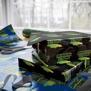 Jamaican Strong Resilience Graphic Wrapping Paper Roll Caribbean Island Map Silhouette TS02 Black Print Your Wear