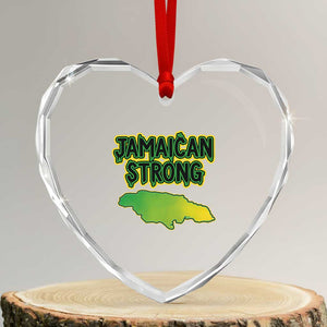 Jamaican Strong Resilience Graphic Heart Crystal Glass Ornament Caribbean Island Map Silhouette TS02 Transparent Glass 3'' Heart Print Your Wear