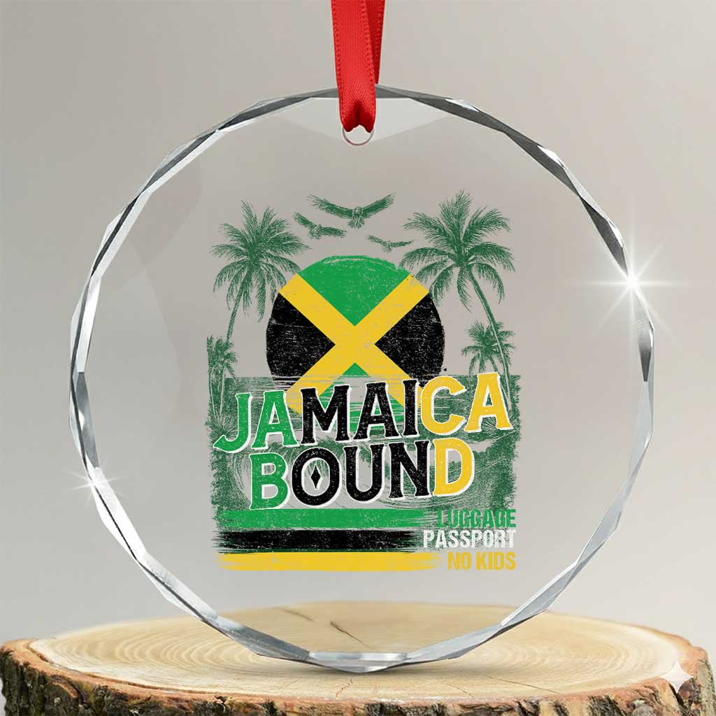 Jamaican Travel Crystal Glass Ornament Straight Trippin Jamaica Vacation Retro TS10 Transparent Glass 3'' Circle Print Your Wear