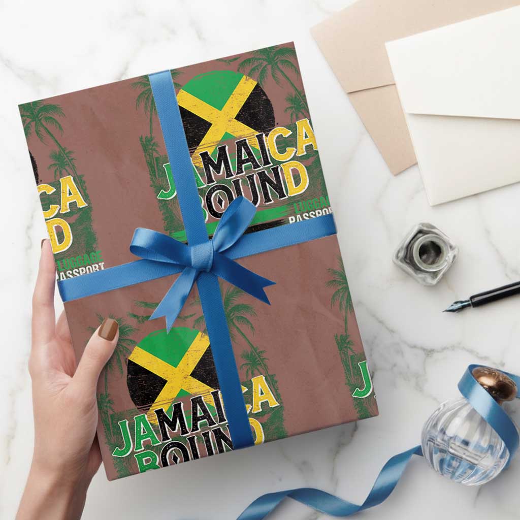 Jamaican Travel Wrapping Paper Roll Straight Trippin Jamaica Vacation Retro TS10 Mocha Print Your Wear