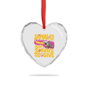 Jamal Has So Many Sorries To Give Heart Crystal Glass Ornament Funny Fire Breathing Hammerhead Shark Gamer