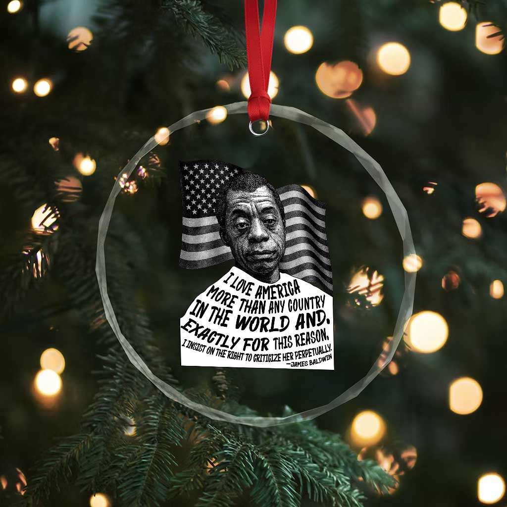 James Baldwin American Patriotic Crystal Glass Ornament I Love America More Than Any Country American Flag TS02 Print Your Wear