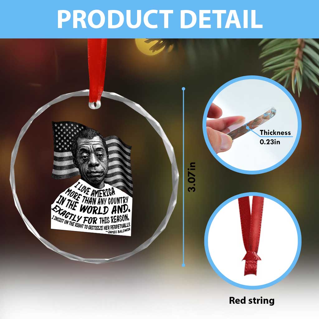 James Baldwin American Patriotic Crystal Glass Ornament I Love America More Than Any Country American Flag TS02 Print Your Wear