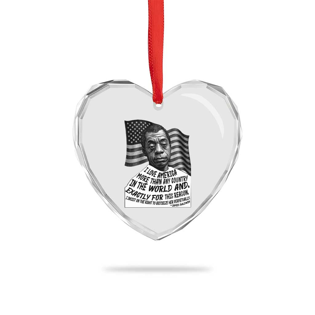 James Baldwin American Patriotic Heart Crystal Glass Ornament I Love America More Than Any Country American Flag TS02 Print Your Wear