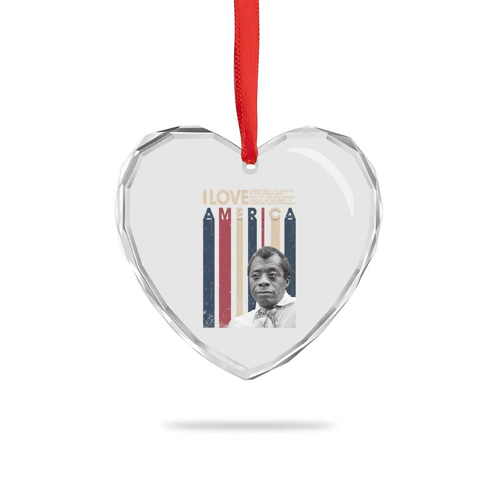 James Baldwin American Patriotic Heart Crystal Glass Ornament I Love America More Than Any Country Retro TS02 Print Your Wear