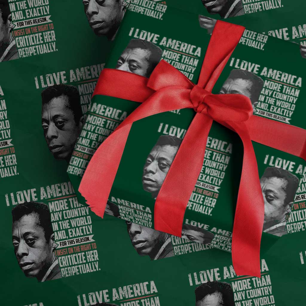 James Baldwin American Patriotic Wrapping Paper Roll I Love America More Than Any Country TS02 Green Print Your Wear