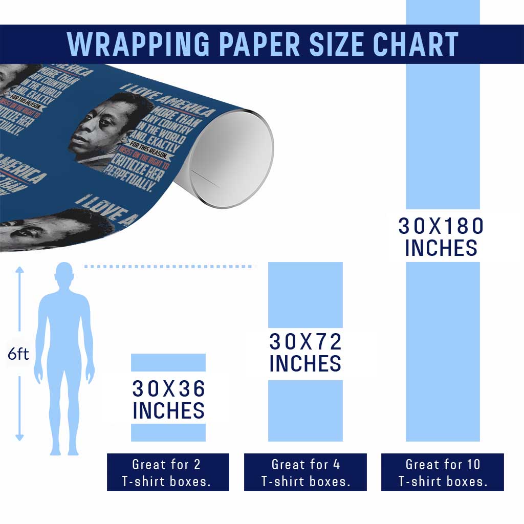 James Baldwin American Patriotic Wrapping Paper Roll I Love America More Than Any Country TS02 Print Your Wear