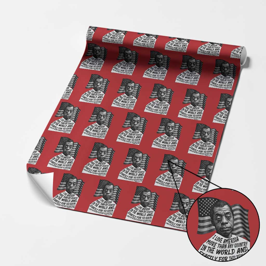 James Baldwin American Patriotic Wrapping Paper Roll I Love America More Than Any Country American Flag TS02 Red Print Your Wear