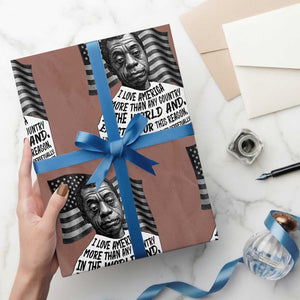 James Baldwin American Patriotic Wrapping Paper Roll I Love America More Than Any Country American Flag TS02 Mocha Print Your Wear