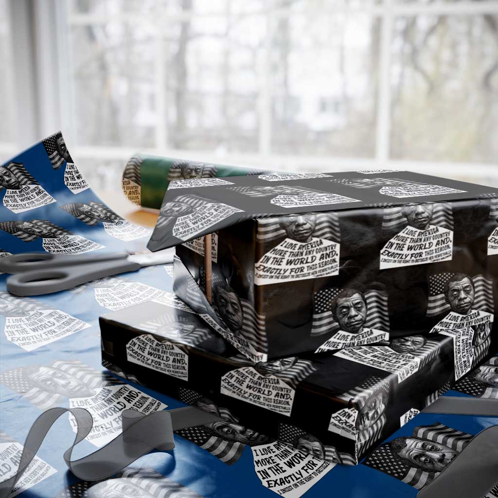 James Baldwin American Patriotic Wrapping Paper Roll I Love America More Than Any Country American Flag TS02 Black Print Your Wear