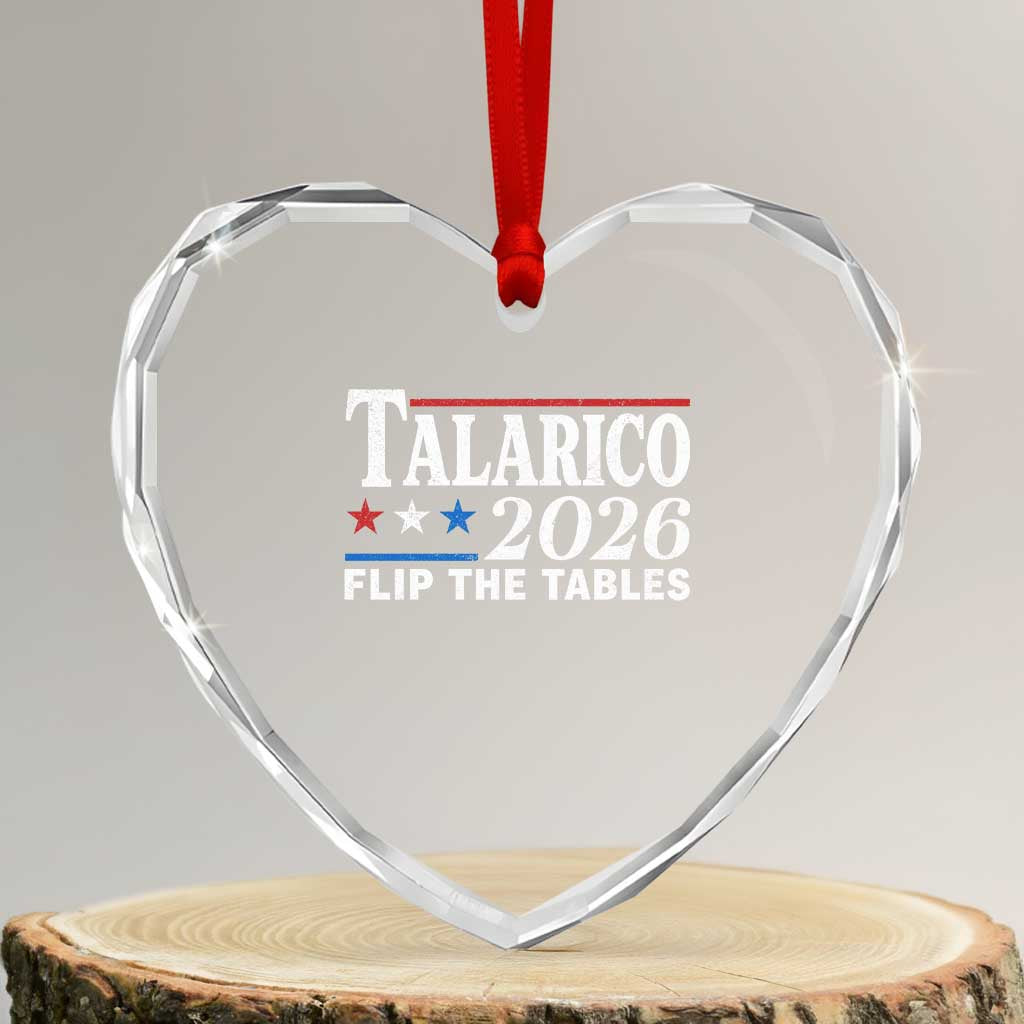 James Talarico 2026 Flip The Tables Heart Crystal Glass Ornament Texas Senate