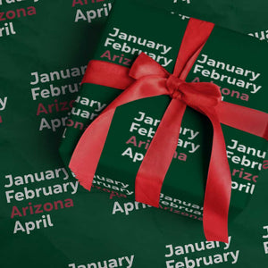 January February Arizona April Wrapping Paper Roll AZ Sport Fan Pride TS12 Green Print Your Wear