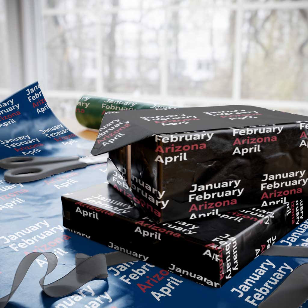 January February Arizona April Wrapping Paper Roll AZ Sport Fan Pride TS12 Black Print Your Wear
