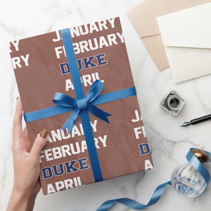 January February Duke April Wrapping Paper Roll Basketball Game Day TS11 Mocha Print Your Wear