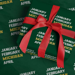 January February Michigan April Wrapping Paper Roll Basketball Game Day TS11 Green Print Your Wear