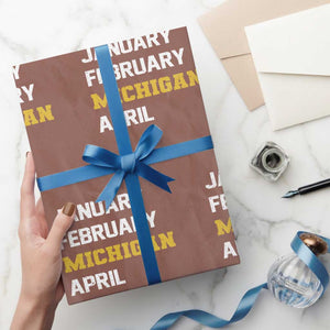 January February Michigan April Wrapping Paper Roll Basketball Game Day TS11 Mocha Print Your Wear
