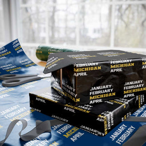 January February Michigan April Wrapping Paper Roll Basketball Game Day TS11 Black Print Your Wear