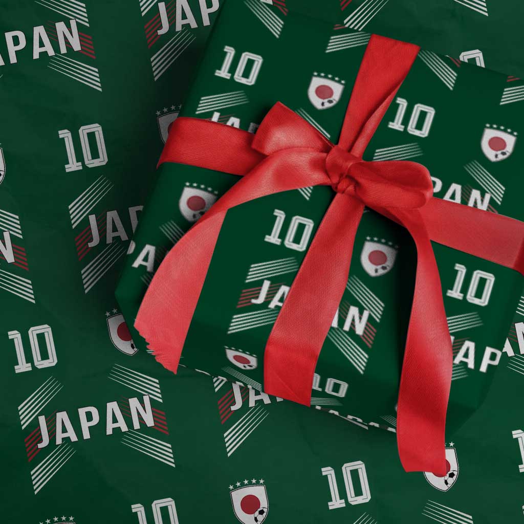 Japan Soccer Sports Graphic Number 10 Jersey Style Wrapping Paper Roll Proud Japanese Football Fans Game Day Pride TS02 Green Print Your Wear