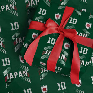 Japan Soccer Sports Graphic Number 10 Jersey Style Wrapping Paper Roll Proud Japanese Football Fans Game Day Pride TS02 Green Print Your Wear