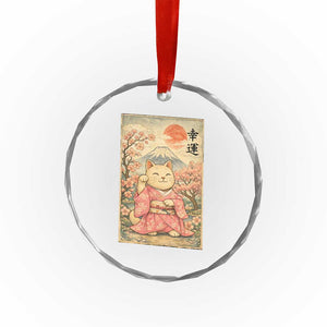Japanese Anime Maneki Neko Crystal Glass Ornament Kawaii Waving Cat Good Luck Kanji TS12 Print Your Wear