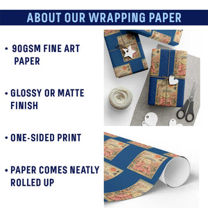 Japanese Anime Maneki Neko Wrapping Paper Roll Kawaii Waving Cat Good Luck Kanji TS12 Print Your Wear