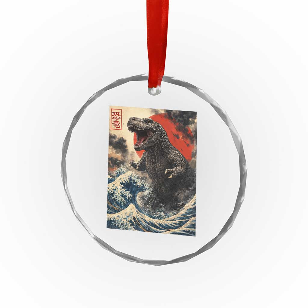 Japanese Dinosaur Crystal Glass Ornament Vintage Great Wave Monster Epic Giant Monster Ukiyo-e Style TS10 Print Your Wear