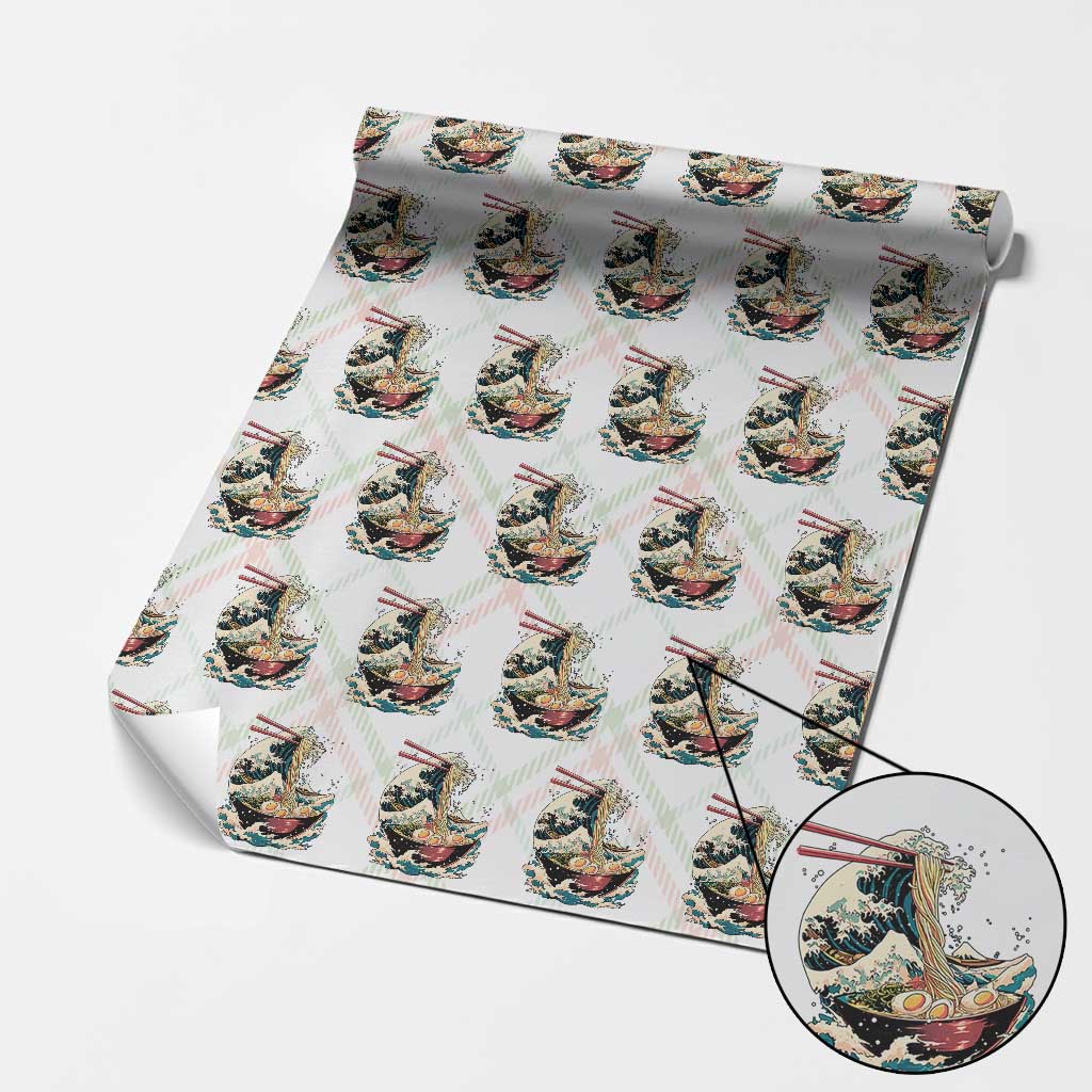 Japanese Kanagawa Wave Ramen Bowl Graphic Wrapping Paper Roll Retro Anime Noodles Art TS02 Christmas Plaid Print Your Wear