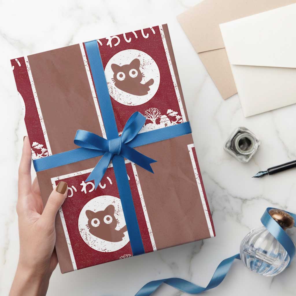 Japanese Kawaii Cat Wrapping Paper Roll Anime Otaku Manga Japan Lover TS02 Mocha Print Your Wear