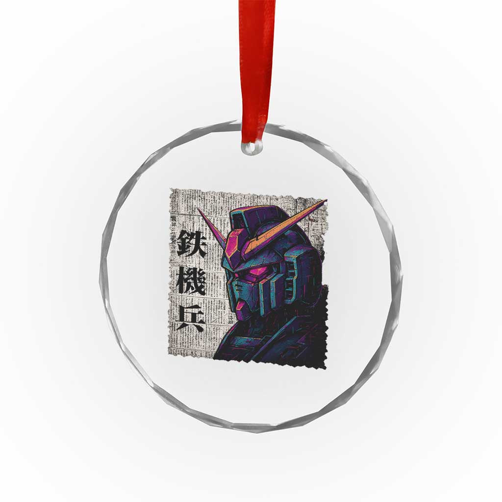Japanese Mecha Robot Crystal Glass Ornament Samurai Inspired Futuristic Kanji Design TS10 Print Your Wear