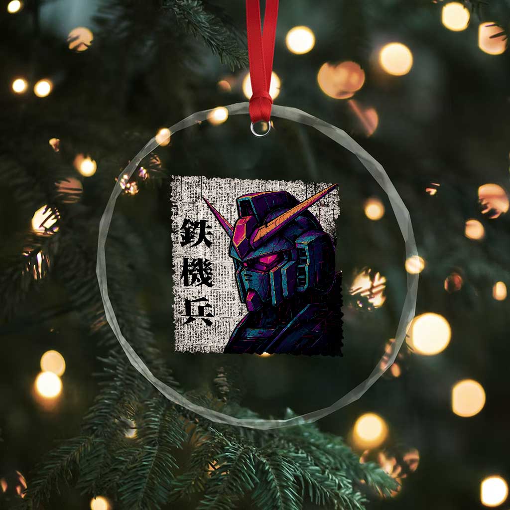 Japanese Mecha Robot Crystal Glass Ornament Samurai Inspired Futuristic Kanji Design TS10 Print Your Wear