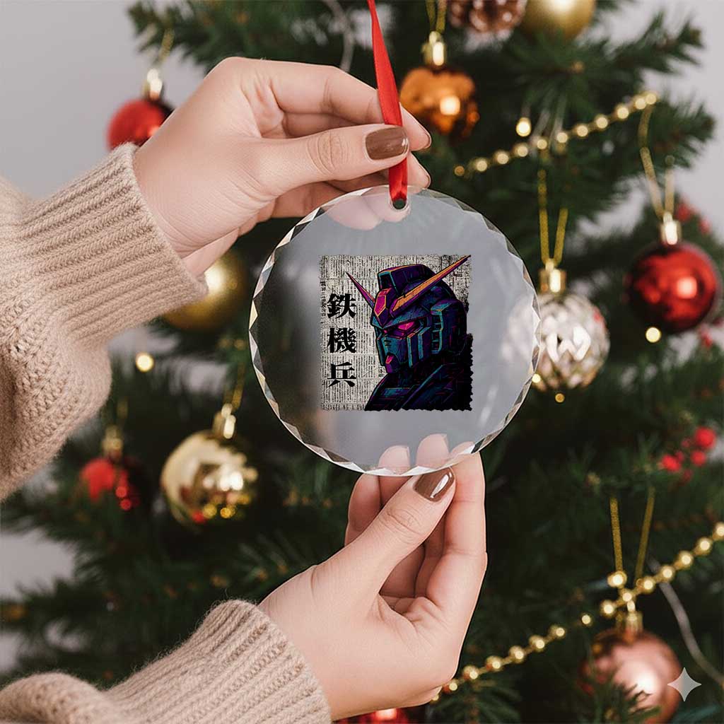 Japanese Mecha Robot Crystal Glass Ornament Samurai Inspired Futuristic Kanji Design TS10 Print Your Wear