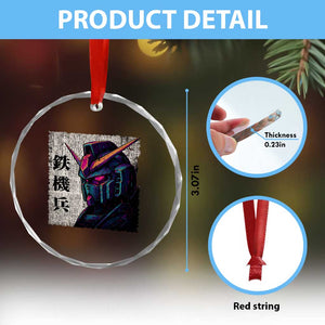 Japanese Mecha Robot Crystal Glass Ornament Samurai Inspired Futuristic Kanji Design TS10 Print Your Wear