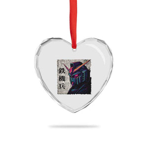 Japanese Mecha Robot Heart Crystal Glass Ornament Samurai Inspired Futuristic Kanji Design TS10 Print Your Wear