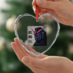 Japanese Mecha Robot Heart Crystal Glass Ornament Samurai Inspired Futuristic Kanji Design TS10 Print Your Wear