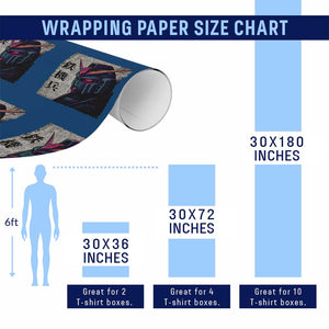 Japanese Mecha Robot Wrapping Paper Roll Samurai Inspired Futuristic Kanji Design TS10 Print Your Wear