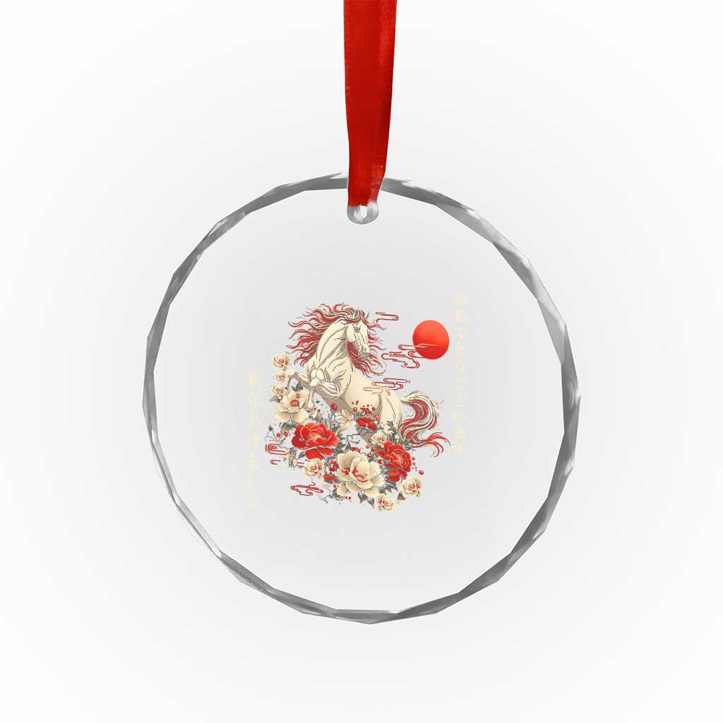 Japanese New Year 2026 Crystal Glass Ornament Year Of The Horse Botan Flower TS11 Print Your Wear