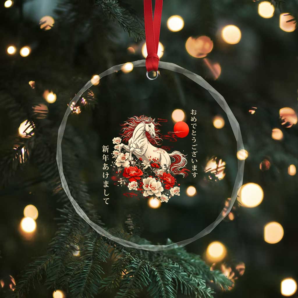 Japanese New Year 2026 Crystal Glass Ornament Year Of The Horse Botan Flower TS11 Print Your Wear