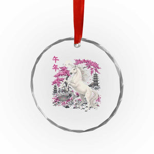 Japanese New Year 2026 Crystal Glass Ornament Year Of The Horse Sakura Cherry Blossom Shrine TS11 Print Your Wear